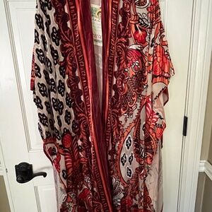 Aratta Silent Journey  burn out velvet open front duster/ kimono sleeves